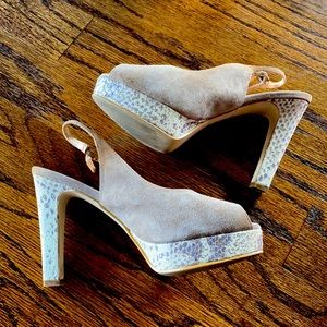 Sacha London size 7 peep toe suede pumps, like new